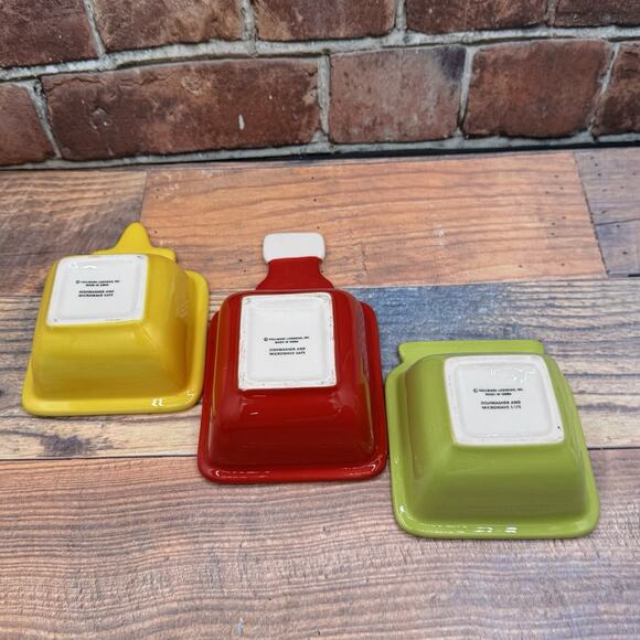 Hallmark Summer Condiment Dishes Set of 3 Yummy Crunchy Zesty Ketchup Mustard - Picture 5 of 6